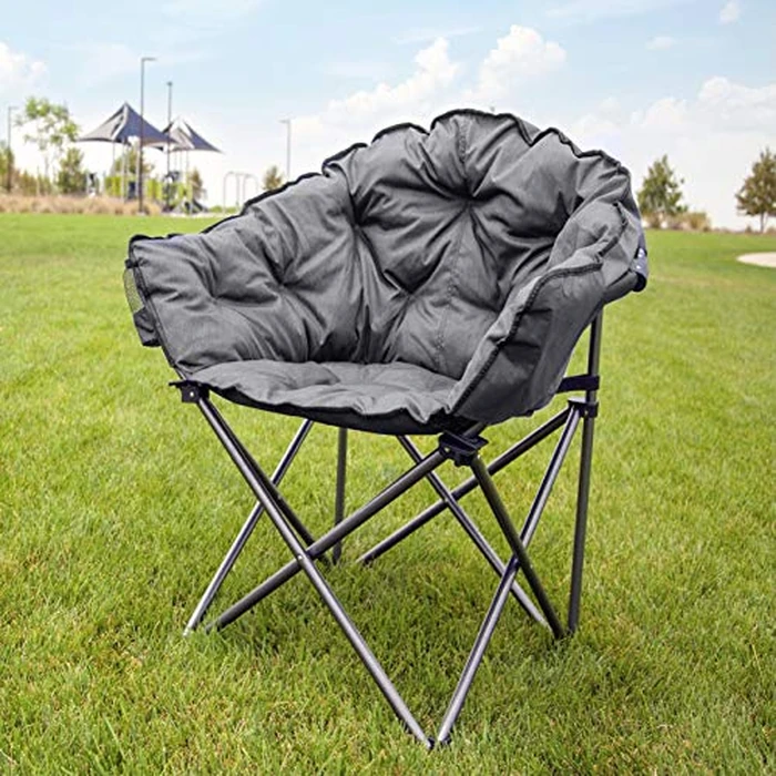 MacSports C932S-129 Padded Cushion Outdoor Folding Lounge Patio Club Chair, Gray by MacSports - Image 2