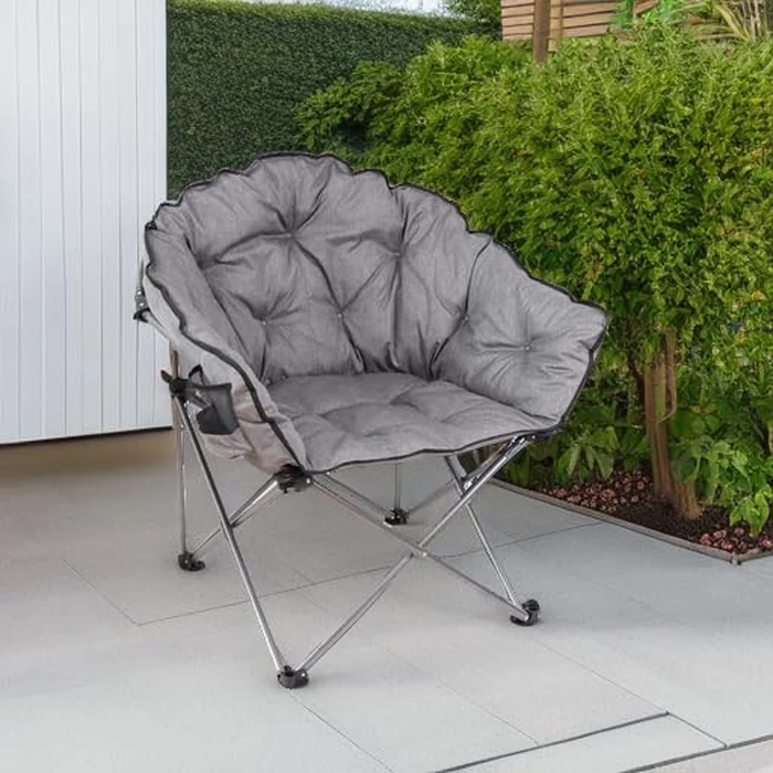 MacSports C932S-129 Padded Cushion Outdoor Folding Lounge Patio Club Chair, Gray by MacSports - Image 5