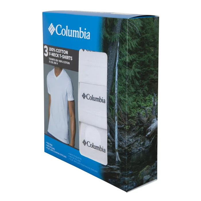 Columbia Men's 3 Pack Cotton V-Neck T-Shirt, White, 3X-Large by Columbia - Image 2