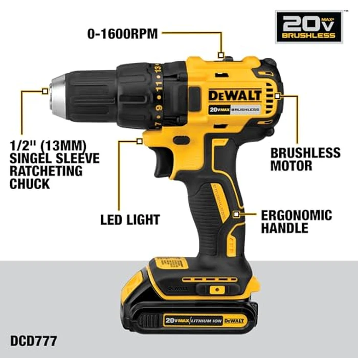 DEWALT 20V MAX Cordless Drill and Impact Driver, Power Drill Brushless 2-Tool Power Tool Combo Kit, Includes 2 Batteries, Charger and Bag (DCK277D2) by DEWALT - Image 4