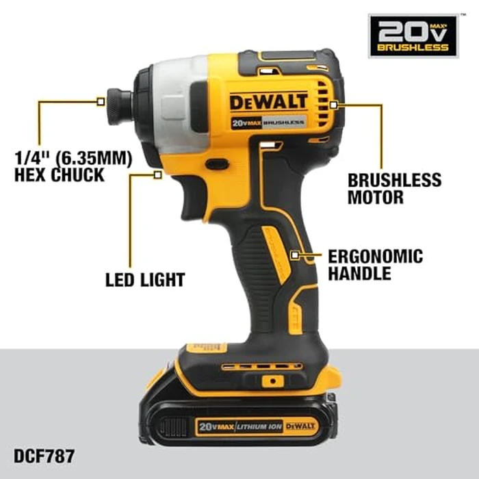 DEWALT 20V MAX Cordless Drill and Impact Driver, Power Drill Brushless 2-Tool Power Tool Combo Kit, Includes 2 Batteries, Charger and Bag (DCK277D2) by DEWALT - Image 6