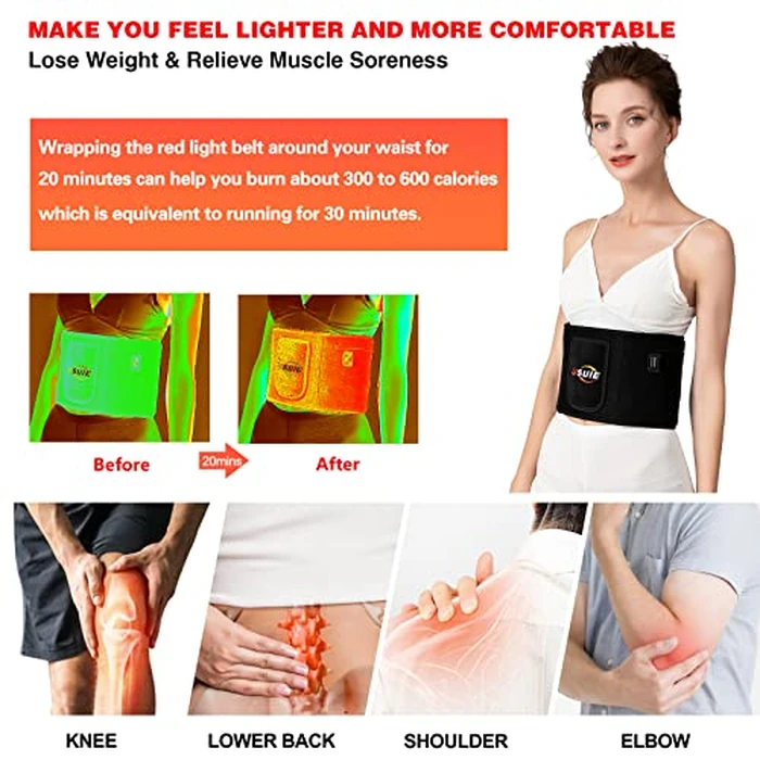 USUIE Red Light Therapy Belt, Infrared Light Therapy Wrap Red Light Therapy Device for Body with Timer for Back Shoulder Waist Muscle Pain Relief for Gift Women Men Gift by USUIE - Image 4