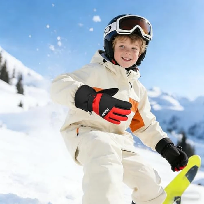 TRIWONDER Kids Ski Gloves Touchscreen Winter Snow Sports Gloves for Boys Girls Cold Weather Warm Mittens (Black&Red, L/XL (9-12 Years Old)) by TRIWONDER - Image 7