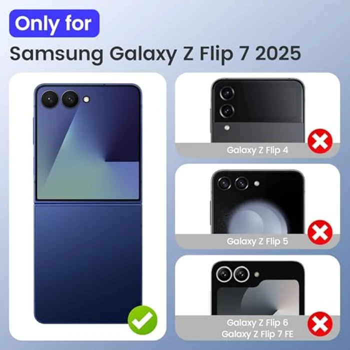 VEGO for Z Flip 7 Case with Screen Protector & Belt Clip [Hinge Protection & Foldable Kickstand] Hard PC Cover Shockproof Anti-Drop & Support Wireless Charing Case for Samsung Galaxy Z Flip 7-Blue by VEGO - Image 2