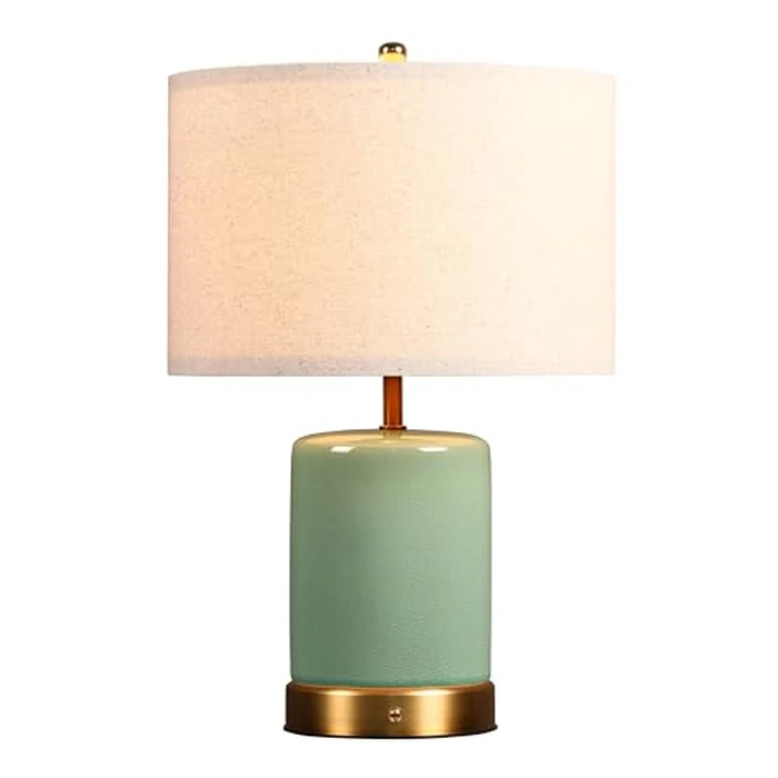 O’Bright Dune - Battery Powered Table Lamp, Rechargeable Cordless Ceramic Lamp, Full-Size 19.5 Inch Height, Dimmable, Smart Safety Protection, Type-C Fast Charging, LED Bulb Included, Sage Green by O'Bright - Used - Very Good condition - US$59.49