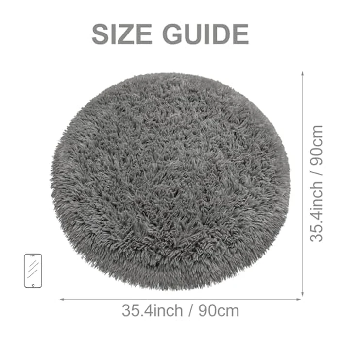 Fixseed Grey Rug 3x3 Ft Small Round Fluffy Rug for Bedroom Shaggy Circle Rug Soft Furry Carpet for Teen's Room Aesthetic Décor Circular Rug for Baby Nursery Dorm Living Room Playroom Home Decor by Fixseed - Image 2