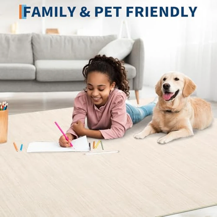 GarveeHome 5x7 Modern Solid Area Rug for Living Room Bedroom Contemporary Minimalist Throw Floor Cover Non-Slip Low Pile Carpets Ivory Simple Area Rug for Dining Room Nursery Room Dorm Home by GarveeHome - Image 6