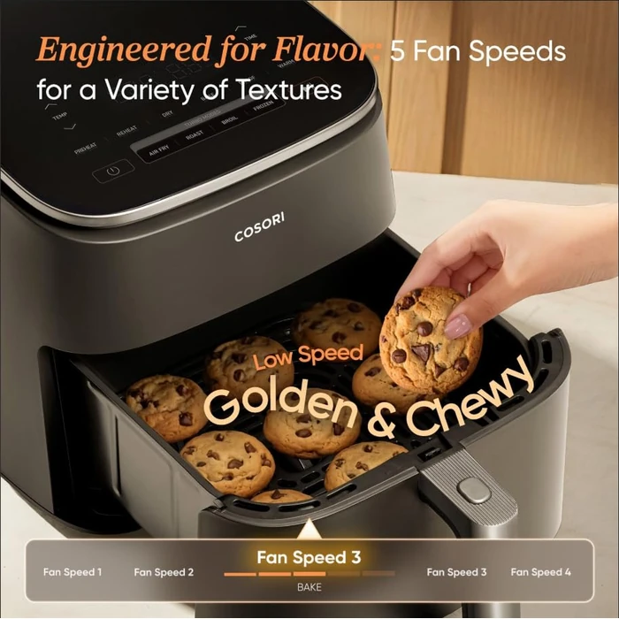 Cosori Air Fryer 6QT 9-in-1 TurboBlaze, 90 degrees- 450 degreesF, Precise Heating for Even Results, Air Fry, Roast, Bake, Broil, Dry, Frozen, Proof, Reheat, Keep Warm, 130+ Recipes, Dishwasher Safe, Dark Gray by Cosori - Image 5