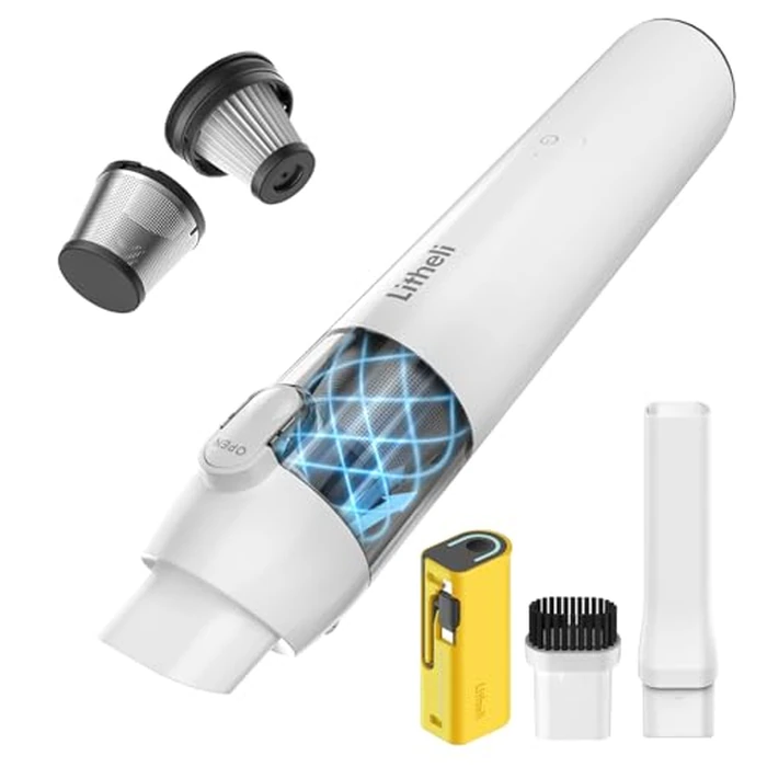 LiTHELi Cordless Handheld Vacuum, 10,000Pa Strong Suction with Rechargeable U-Battery, Ultra-Light Mini Dustbuster for Car, Home, Pet Hair & Tight Spaces - Yellow by LiTHELi - Used - Very Good condition - CA$22.94