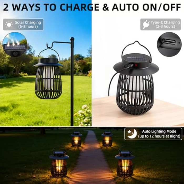 KYEKIO 4Pack Gen2 Flame Solar Lanterns Outdoor Waterproof, Solar Hanging Lantern Decorative, Flickering Flame Outdoor Lanterns Solar Powered, Lights for Yard Patio Garden Decor as Mothers Day Gifts by KYEKIO - Image 5