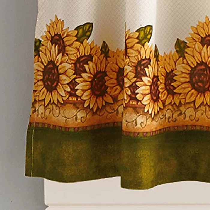 Curtainworks Sunflower Garden Window Kitchen Curtain Tier and Valance, Yellow, 36-Inch Tier Set by Curtainworks - Image 5