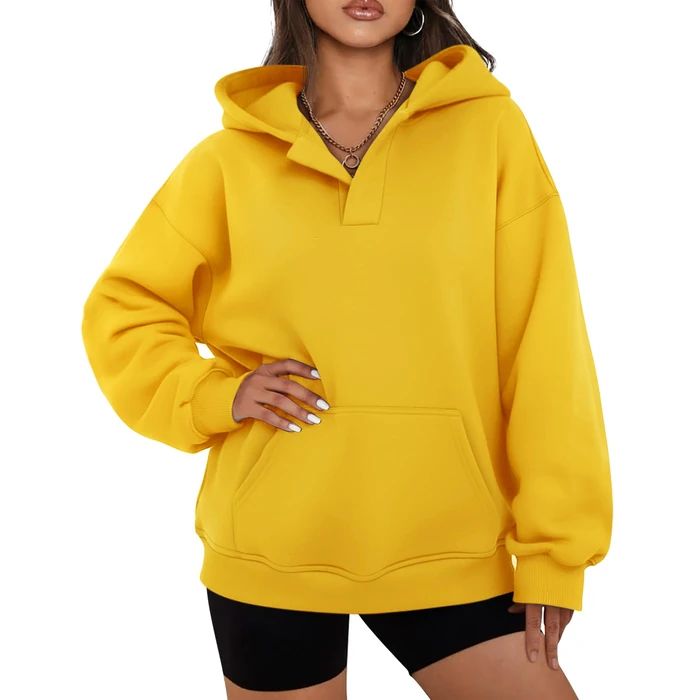 onlypuff Trendy Hoodies Women Crewneck Sweatshirts Pullover Y2K BrightYellow Workout Baggy Boyfriend Tops S by onlypuff - Used - Like New condition
