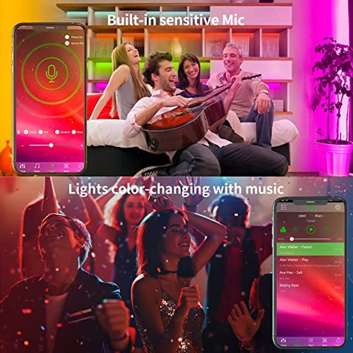 KSIPZE 100ft Led Strip Lights RGB Music Sync Color Changing Led Lights with Smart App Control Remote Led Lights for Bedroom Room Lighting Flexible Home Décor by KSIPZE - Image 4