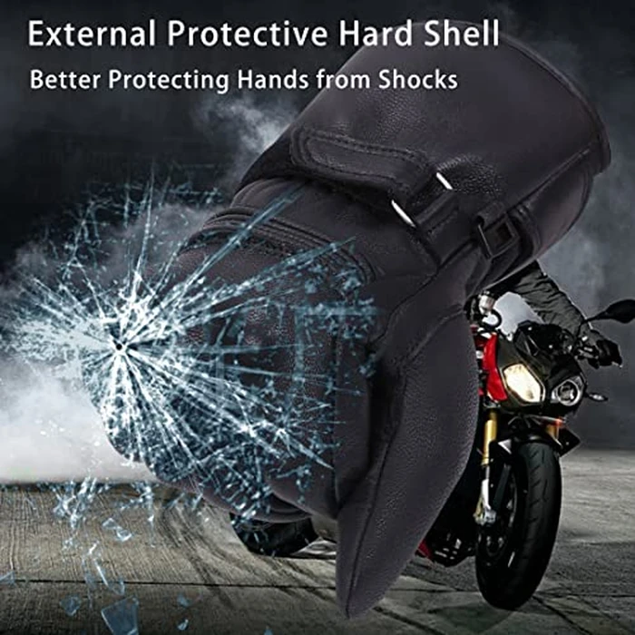 Harssidanzar Winter Motorcycle Gloves, Mens Long Gauntlet Leather Full Finger Touchscreen Thermal Lined with Thinsulate Waterproof Motorcycles Gloves KM048,Black,Size M by Harssidanzar - Image 7