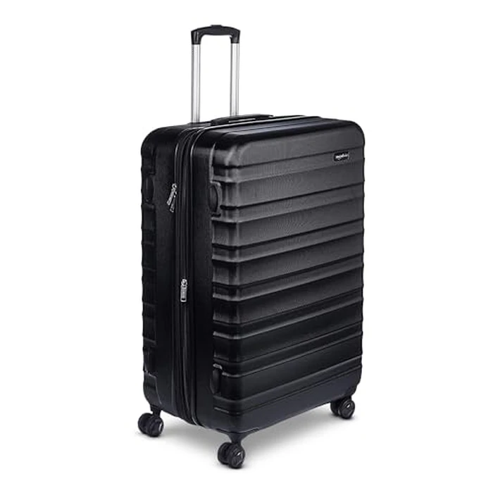 Amazon Basics 30-Inch Hardside Checked Luggage, Hardshell Suitcase With Wheels, Expandable For Up to 15% More Space, With Scratch-Resistant Surface, Four Multi-directional Wheels, Black by Amazon Basics - Used - Acceptable condition