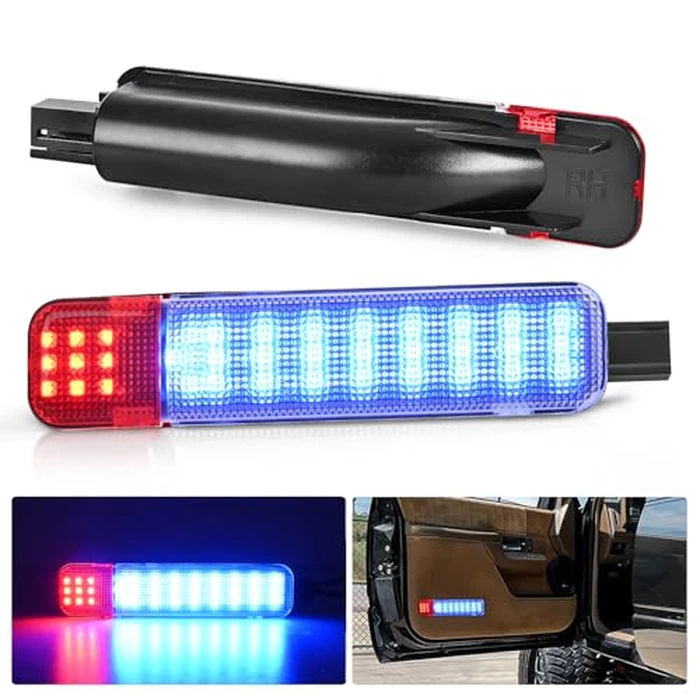 Nilight 2PCS LED Interior Door Panel Light Courtesy Warning Lights Blue Red Plug and Play Compatible with Chevy GMC C/K Silverado Sierra 1500 2500 3500 HD Suburban Cadillac Escalade Hummer H2 by Nilight - Image 1