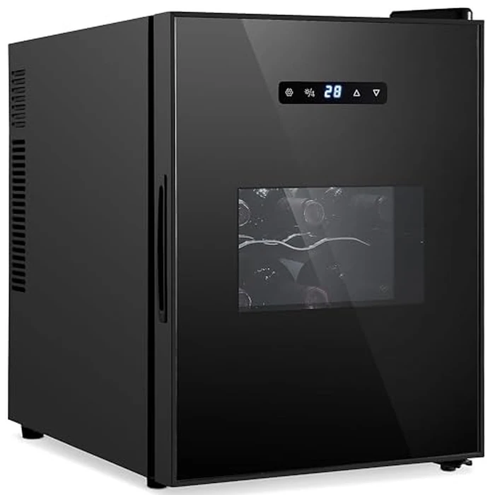 Nutrichef 12 Bottle Slim Wine Fridge | Great for Both Red & White Wines | Adjustable Temperature 41 degreesF to 64 degreesF | Ultra Quiet | Mini Wine Cooler For Home & Office | Free Standing 18x13x20 IN | Black by Nutrichef - Used - Very Good condition