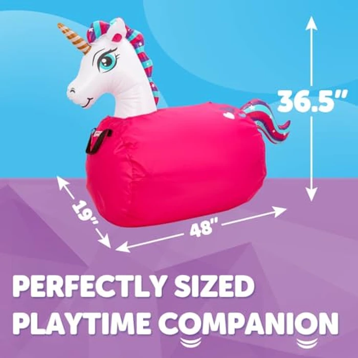 Waddle Large Inflatable Bouncy Hopper - Ride On, Indoor, Outdoor Toys, Bouncy Horse, Toys for Girls and Boys, Durable, Unicorn Toys for Girls, Kids, Adult Toys, Up to 250lbs, Ages 5 and Up (Unicorn) by WADDLE - Image 2