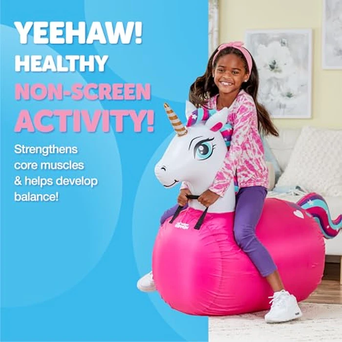 Waddle Large Inflatable Bouncy Hopper - Ride On, Indoor, Outdoor Toys, Bouncy Horse, Toys for Girls and Boys, Durable, Unicorn Toys for Girls, Kids, Adult Toys, Up to 250lbs, Ages 5 and Up (Unicorn) by WADDLE - Image 4