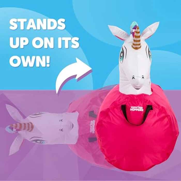 Waddle Large Inflatable Bouncy Hopper - Ride On, Indoor, Outdoor Toys, Bouncy Horse, Toys for Girls and Boys, Durable, Unicorn Toys for Girls, Kids, Adult Toys, Up to 250lbs, Ages 5 and Up (Unicorn) by WADDLE - Image 7