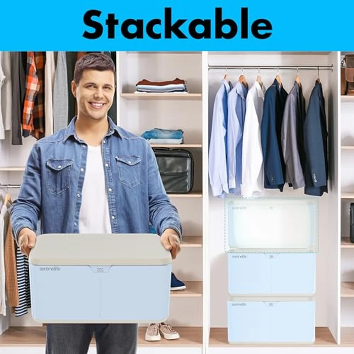 SereneLife Lockable Storage Container Bin, 7 Gallon Capacity Heavy Duty Storage Box with Combination Lock, Light Blue by SereneLife - Image 5