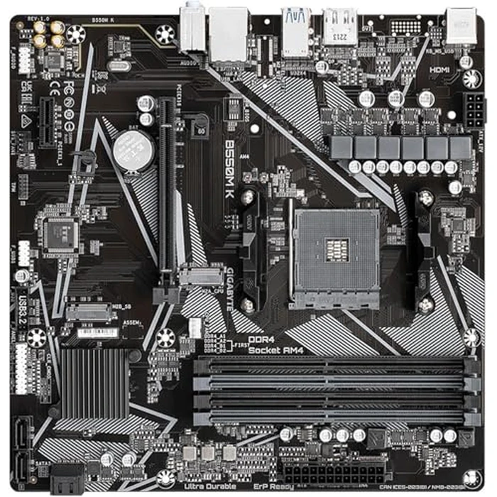 Micro Center AMD Ryzen 5 5500 Desktop Processor with GIGABYTE B550M K Motherboard (Micro-ATX, DDR4, Dual M.2, SATA 6Gb/s, PCIe 4.0) by INLAND - Image 4
