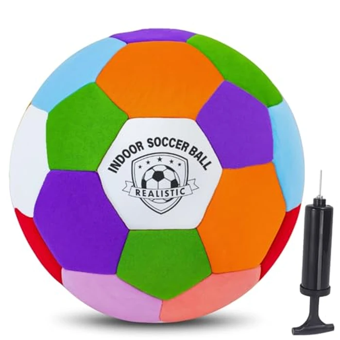 Upgraded- House Soccer Ball Size 4, Indoor Soccer Balls Size 4, Size 4 Soft Safe Silent Soccer Ball for Inside Home Outdoor Yard Perfect Fun Soccer Gifts for Girls Boys Birthday Christmas (Colorful by Champhox - Image 1