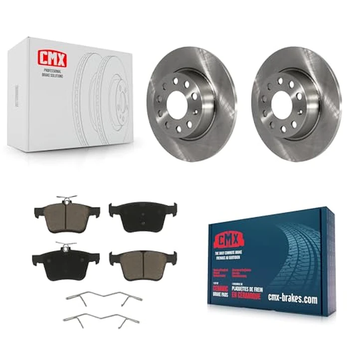 CMX Rear Disc Brake Rotors And Ceramic Pads Kit Replacement For Volkswagen Taos Audi A3 Quattro e-Golf Sportback e-tron TT K8C-101802 by CMX - Image 1