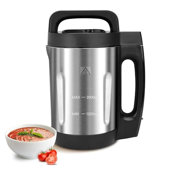 Potlimepan Soup Maker 2 L, Makes 4-6 Servings, Electric Soup Maker Machine with 6 Preset Programs, Automatic Heating and Blending for Purées, Baby Foods, Smoothies, Stainless Steel by Potlimepan - Used - Acceptable condition