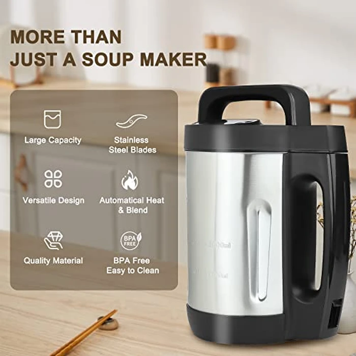 Potlimepan Soup Maker 2 L, Makes 4-6 Servings, Electric Soup Maker Machine with 6 Preset Programs, Automatic Heating and Blending for Purées, Baby Foods, Smoothies, Stainless Steel by Potlimepan - Image 7