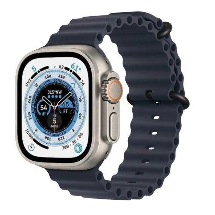 Apple Watch Ultra (Cellular + GPS) - 32GB - 49mm - Titanium Titanium Case with Navy Rubber Ocean Band - One Size by Apple - Refurbished - Acceptable condition