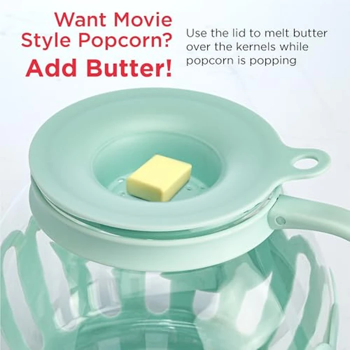 Ecolution Patented Micro-Pop Microwave Popcorn Popper with Temperature Safe Glass, 3-in-1 Lid Measures Kernels and Melts Butter, Made Without BPA, Dishwasher Safe, 3-Quart, Aqua by Ecolution - Image 5