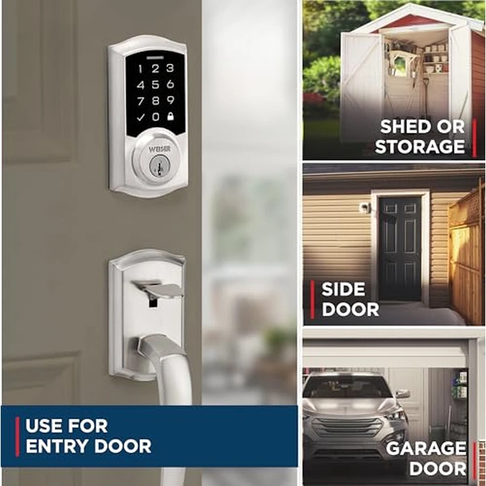 Weiser SmartCode Touchpad Satin Nickel Electronic Door Lock, 10 Digit Touchpad with Motorized Lock/Unlock, Auto Lock, 50 User Codes and 10 One-Time Codes, ANSI Grade 2, UL Rated 20 mins, BILT Support by Weiser - Image 2
