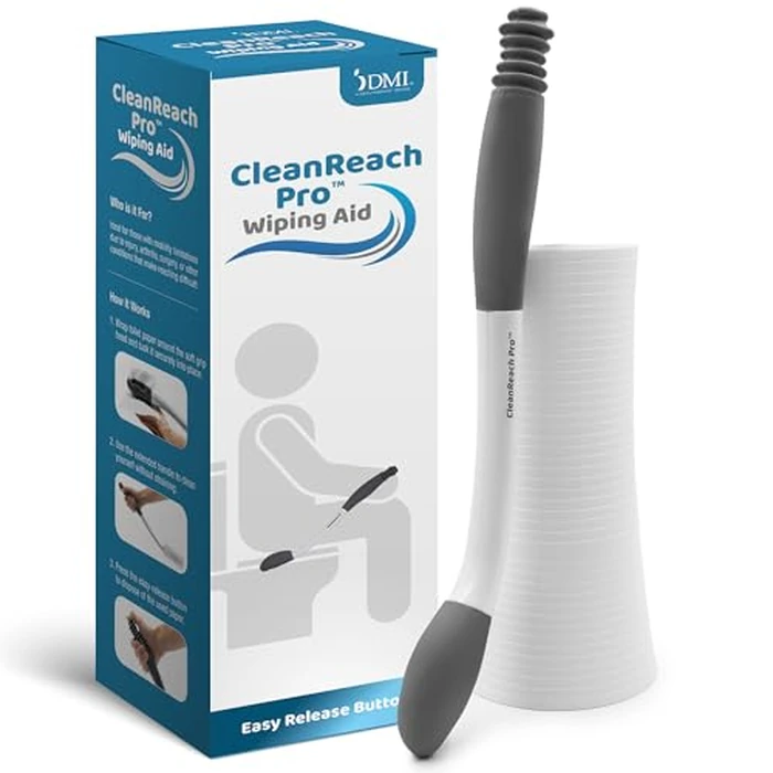 DMI CleanReach Pro with Sanitary Holder - Easy Release Toilet Aids for Wiping Bottom, Butt Wiper Tool for Women and Men, Long Handle Toilet Aids for Seniors and Handicap, Toileting Wand by DMI - Image 2