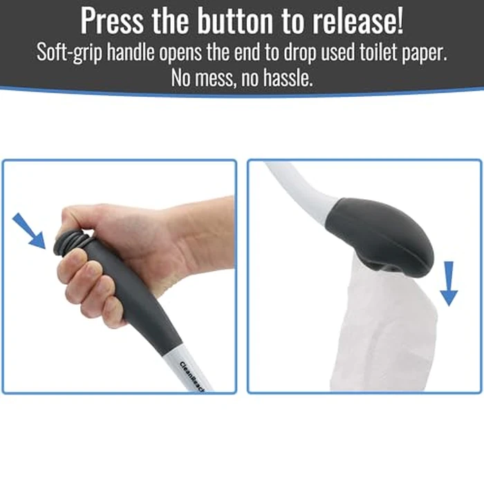 DMI CleanReach Pro with Sanitary Holder - Easy Release Toilet Aids for Wiping Bottom, Butt Wiper Tool for Women and Men, Long Handle Toilet Aids for Seniors and Handicap, Toileting Wand by DMI - Image 5