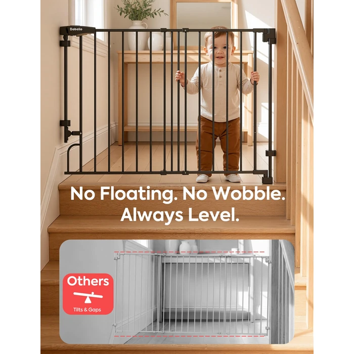 Babelio Removable & No Bottom Bar Baby Gate, Hardware Mounted (Drill Needed)| Wide Walk-Thru| Auto-Close Safety Dog/Pet Gate for Stairs & Doorways (Black, 29-43" W, 30" H) by Babelio - Image 6