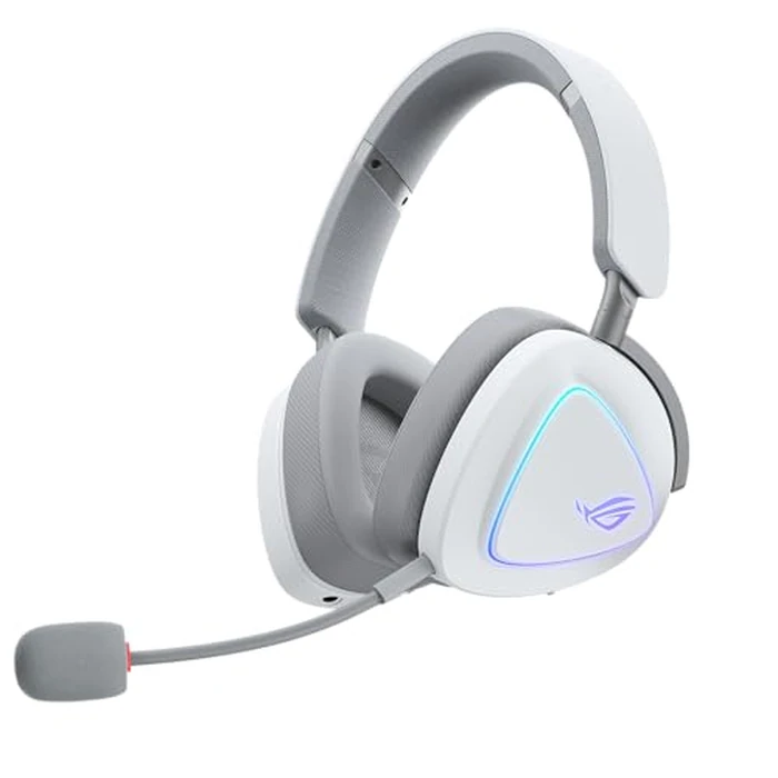 ASUS ROG Delta II Wireless Gaming Headset with Detachable Mic - Tri-Mode (BT, 2.4GHz, 3.5mm), 50mm Titanium-Plated Drivers, 110Hr Battery, Lightweight, for PC, PS5, PS4, Xbox, Switch, Mobile - White by ASUS - Used - Very Good condition - US$121.43