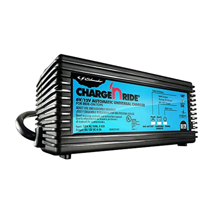 Schumacher Electric 6 Volt / 12 Volt Battery Charger for Ride on Toys - Charge 'N Ride CR7-3 Amp, Fully Automatic 6V / 12V Battery Charger - Charge a 3 or 4 Wheeled Toy Car Battery 3X Faster by Schumacher Electric - Used - Like New condition - US$21.00