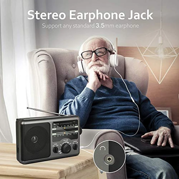 AM FM Portable Radio Battery Operated by 4X D Cell Batteries Or AC Power Transistor Radio with and Big Speaker, Standard Earphone Jack, High/Low Tone Mode, Large Knob by Jazmm - Image 5