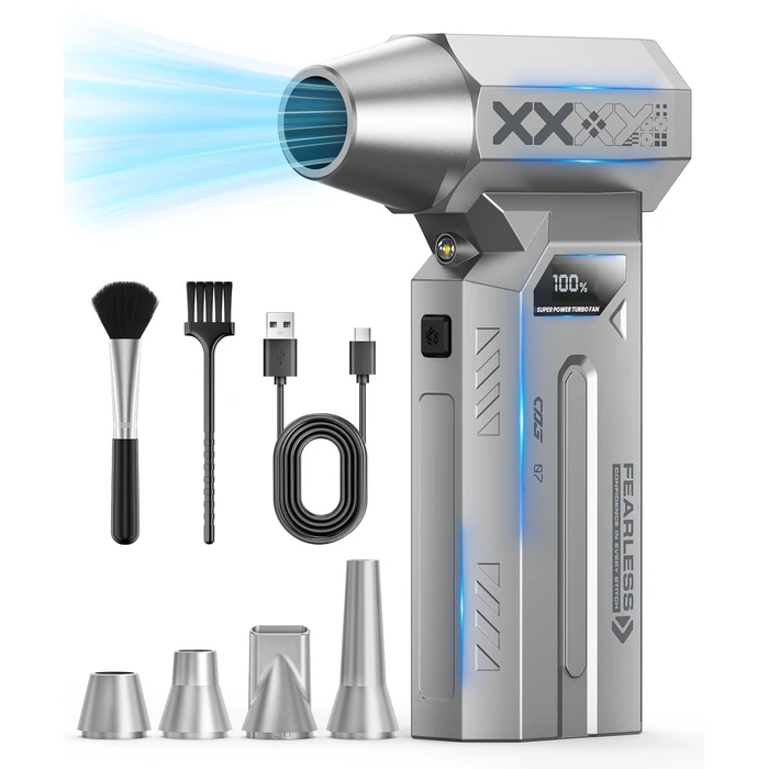 PECODE Compressed Air Duster-280000 RPM Powerful Rechargeable Air Blower,4-Speed Electric PC Duster with LCD Display & LED Light,Cordless Keyboard Cleaner for Electronics,Laptop,Car by PECODE - Used - Like New condition