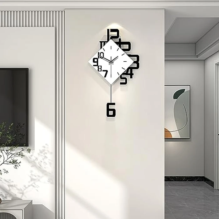 YIJIDECOR Decorative Wall Clock for Living Room Decor Large Modern Wall Clocks Battery Operated for Bedroom Office Kitchen Home Black Wood Silent Wall Clock Pendulum 11.8 * 19.7" by YIJIDECOR - Image 2