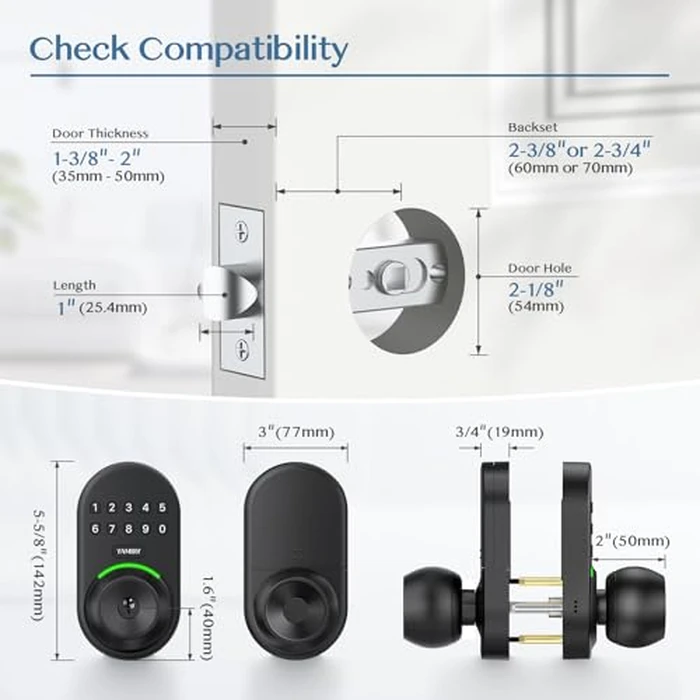 Keypad Smart Door Knob Lock, Yamiry Keyless Entry Digital Lock with Handle, Electronic Code Knob for Front Door, Easy Installation by Yamiry - Image 6
