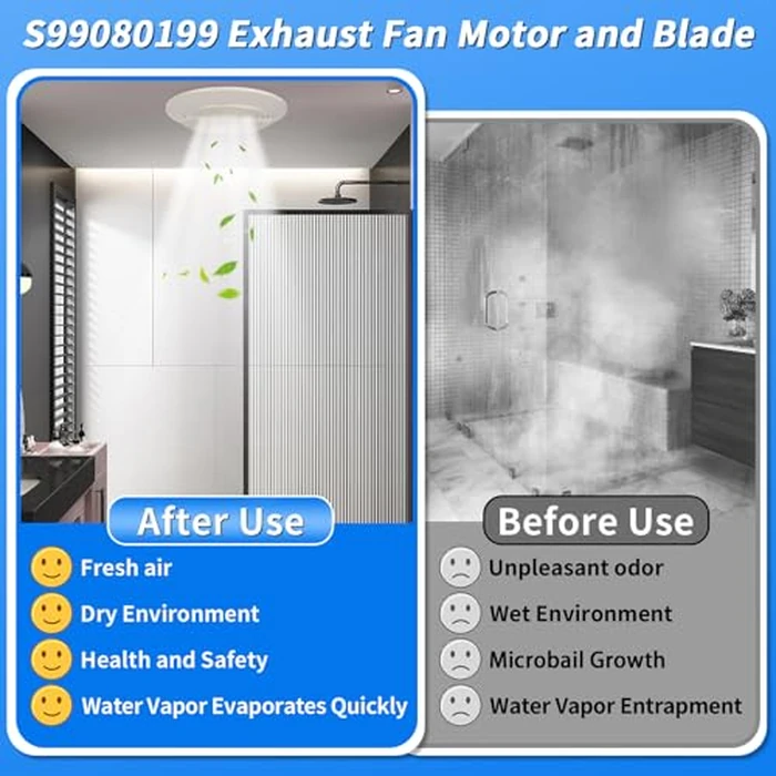 S99080199 Bathroom Exhaust Motor - 80 CFM, 4.0 Sones Powerful Vent Fan Motor, Attic Fan Motor Replacement for 512, 512M, 673, 673-C, 8870, Bathroom Fan Motor Replacement 99080199 by EJVFN - Image 6