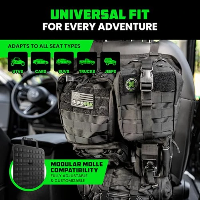 Tactical Car Seat Organizer - Military-Grade Storage for SUV, Truck, & Car - Heavy Duty Seat Organizer with Multiple Pockets & Car Accessories for Maximum Organization - Black by Rhino USA - Image 2