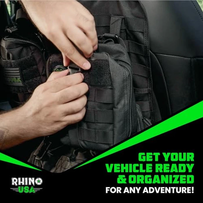 Tactical Car Seat Organizer - Military-Grade Storage for SUV, Truck, & Car - Heavy Duty Seat Organizer with Multiple Pockets & Car Accessories for Maximum Organization - Black by Rhino USA - Image 7