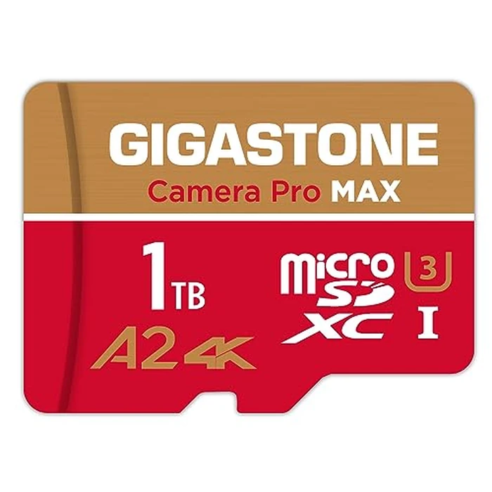 【5-Years Data Recovery】 GIGASTONE 1TB Micro SD Card, 4K Camera Pro MAX, 4K Video Recording for GoPro, DJI, Drone, R/W up to 170/140 MB/s MicroSDXC Memory Card UHS-I U3 A2 V30, with Adapter by Gigastone - Used - Like New condition - CA$244.71