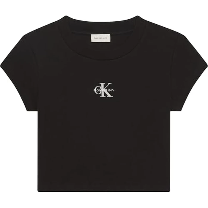 Calvin Klein Women's Monogram Logo Ribbed Baby Tee by Calvin Klein Jeans - Used - Like New condition