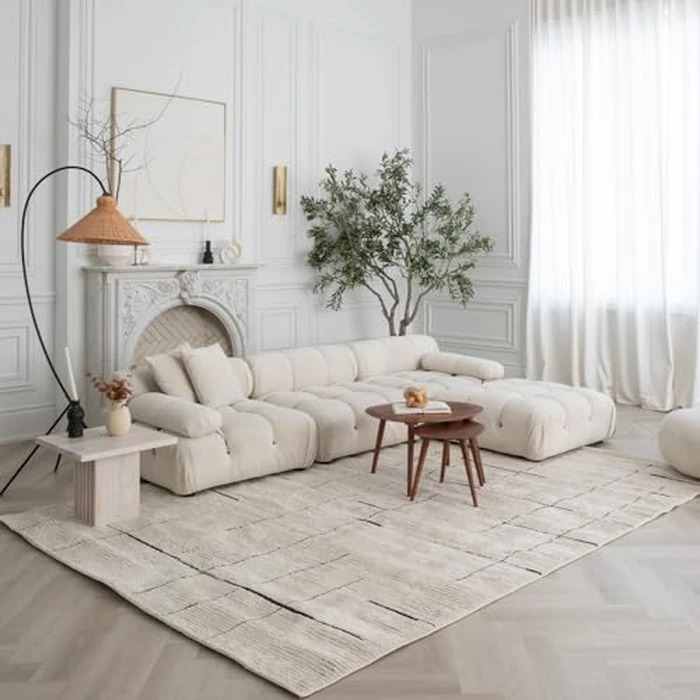 Rug Branch Roen 7' x 10' (6'7" x 9'6") Green/Cream Abstract Indoor Area Rug, Modern, High Pile, Stain-Resistant Carpet - Living Room, Bedroom, Dining Room, and Kitchen by Rug Branch - Image 1