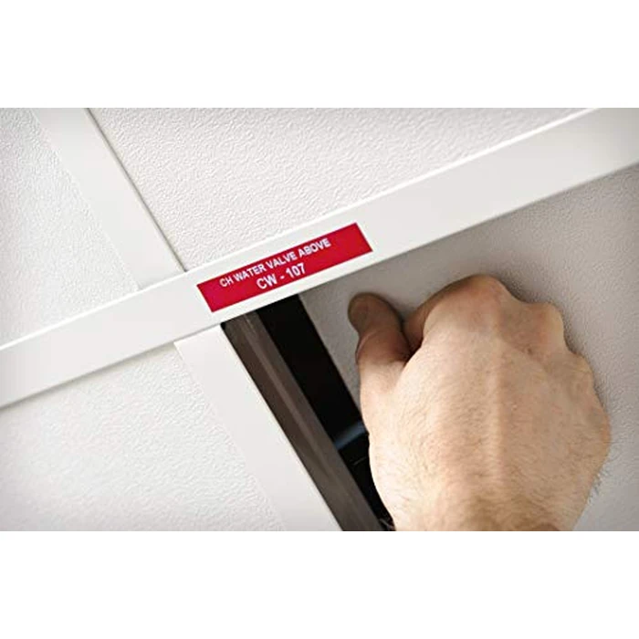 Brady M21-375-595-RD BMP21 Tape B- 595 Indoor/Outdoor Vinyl Film Size: 3/8" X 21', White on Red by Brady - Image 5