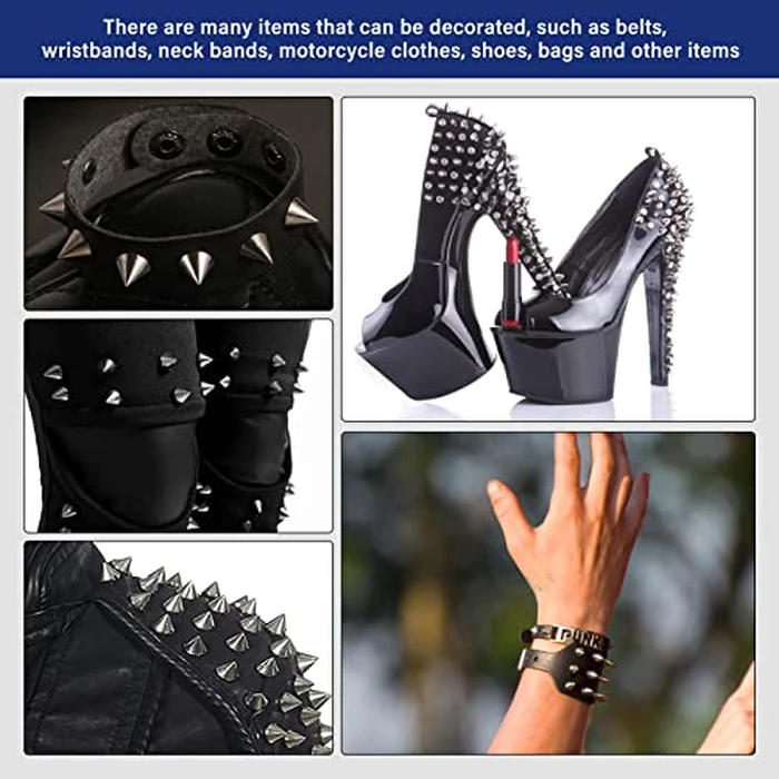 200 Sets 9.5mm Cone Spikes Metal Tree Spikes Screwback Studs for DIY Leathercraft Decoration Punk Rock Style Clothing Accessories (Gun Metal) by imsiboc - Image 4